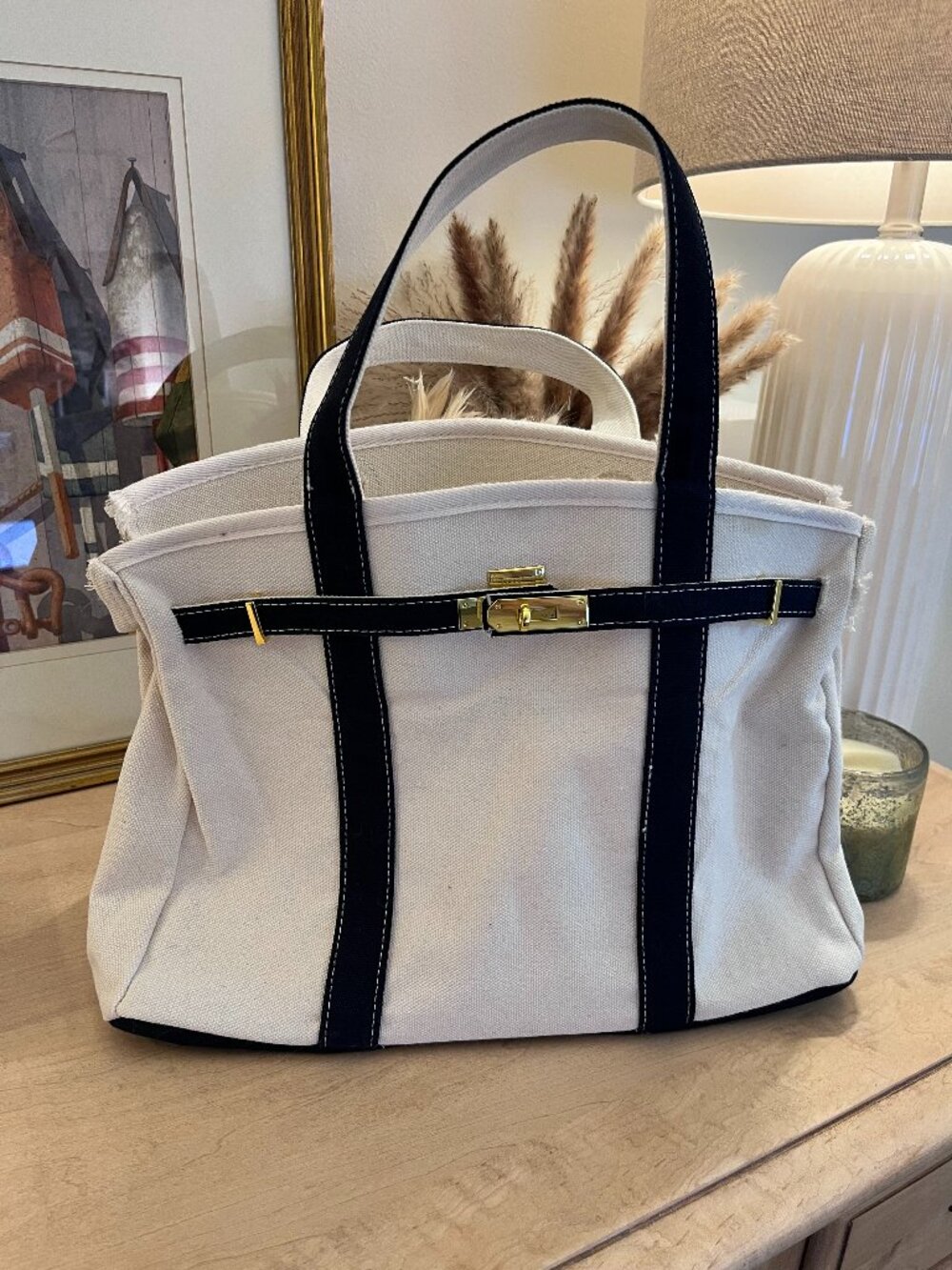 Handmade Original Boatkin Canvas Bag- Natural/Navy